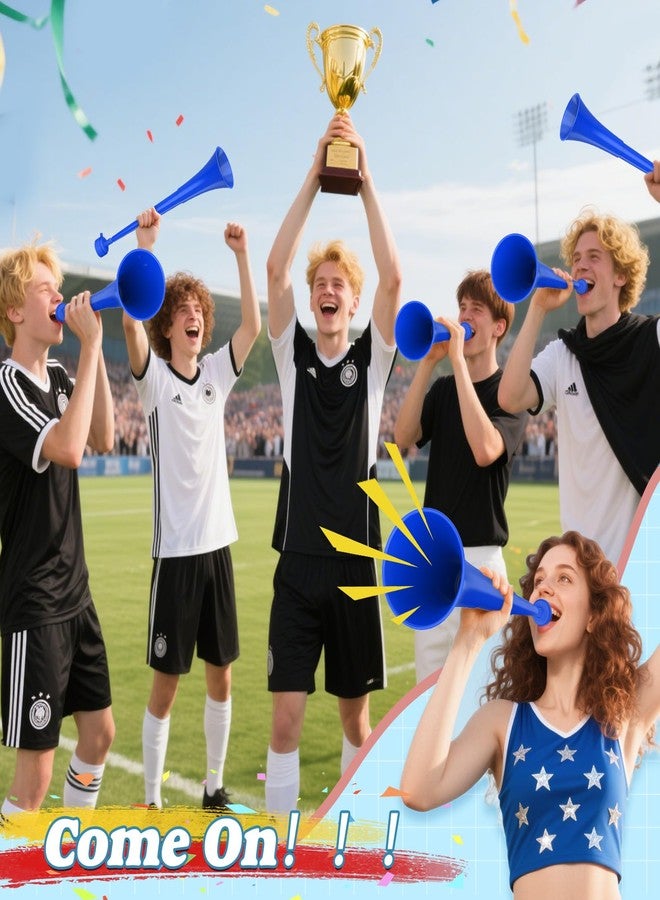 Hongdouo Stadium Horn, Vuvuzela Plastic Trumpet Collapsible Cheering Blow Horns Loud Sound Soccer Trumpets Noise makers for Sporting Events Football Games Carnival Fun Birthday Party Favors - 1PCS (Blue) - Image 4